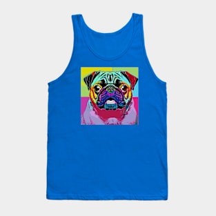 Colorful Pop Art Portrait of a Pug Tank Top